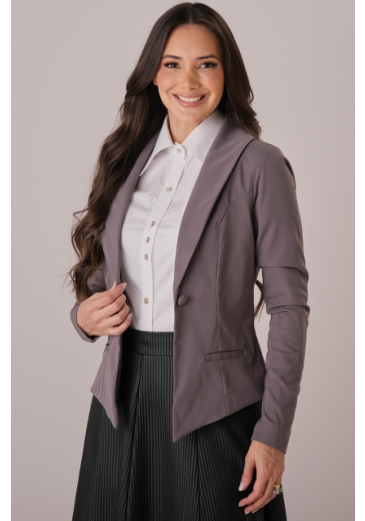 Blazer Rebeca Em Alfaiataria Cinza Tata Martello Outono/Inverno 2025