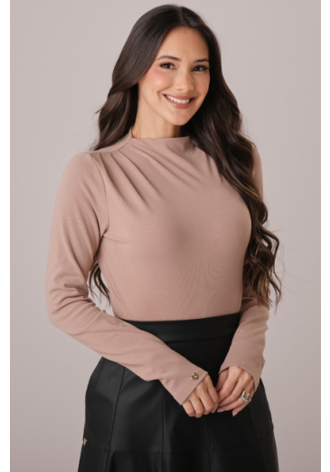 Blusa Laiany Em Canelado Pima Bege Tata Martello Outono/Inverno 2026