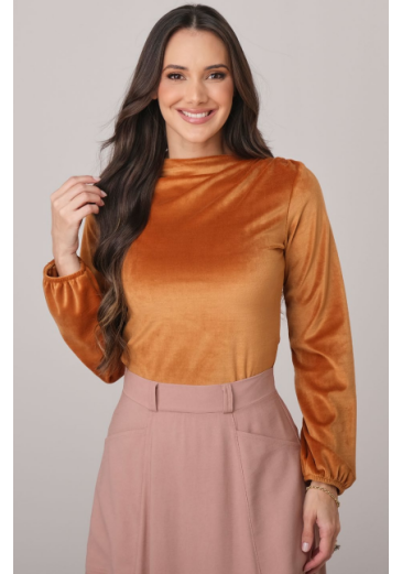 Blusa Gislaine Em Velvet Plush Caramelo Tata Martello Primavera/Verão 2026