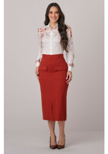 Saia Fabiana Em Alfaiataria Vermelho Tata Martello Outono/Inverno 2026