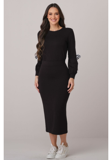 Conjunto Eduarda Em Moletinho Preto Tata Martello Outono/Inverno 2026