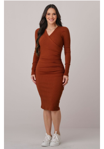 Vestido Marcia Em Malha Canelada Telha Tata Martello Outono/Inverno 2026