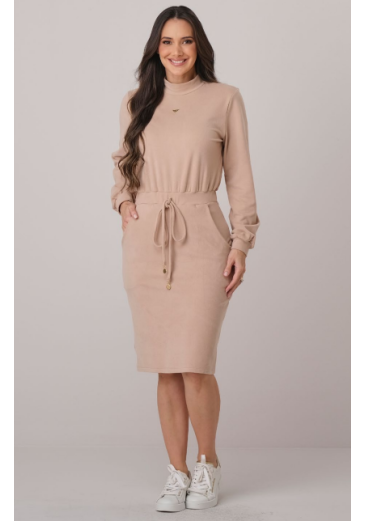 Vestido Isa Em Malha Flannel Bege Tata Martello Outono/Inverno 2026