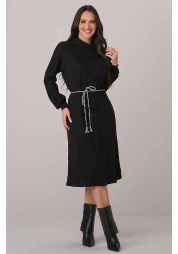 Vestido Viviane Em Lanzinha Preto Tata Martello Outono/Inverno 2026