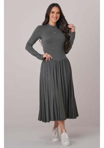 Vestido Taina Em Malha Vis Up Cinza Tata Martello Outono/Inverno 2026