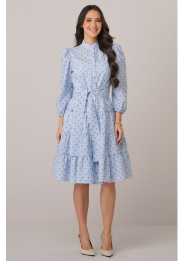 Vestido Sasha Em Algodão Azul Tata Martello Outono/Inverno 2026