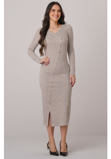 Vestido Angelina Em Malha Marrom Tata Martello Outono/Inverno 2026