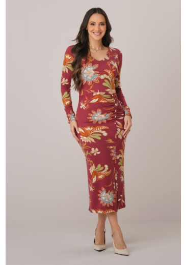 Vestido Bruna Em Lanzinha Marsala Tata Martello Outono/Inverno 2026