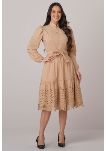 Vestido Clarissa Bordado Bege Tata Martello Outono/Inverno 2026