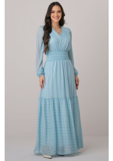 Vestido Catharina Em Crepe Azul Tata Martello Outono/Inverno 2026