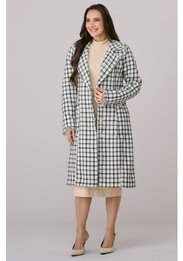 Sobretudo Raissa Em Tweed Verde Tata Martello Outono/Inverno 2026