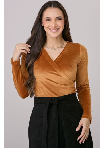 Blusa Maiara Em Velvet Plush Caramelo Tata Martello Outono/Inverno 2026