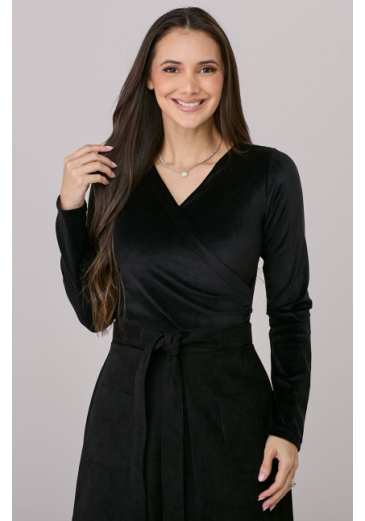 Blusa Maiara Em Velvet Plush Preta Tata Martello Outono/Inverno 2026
