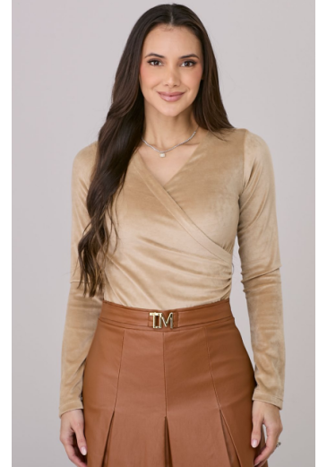 Blusa Maiara Em Velvet Plush Bege Tata Martello Outono/Inverno 2026