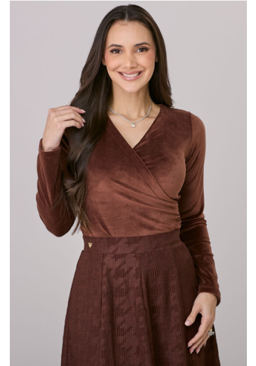 Blusa Maiara Em Velvet Plush Marrom Tata Martello Outono/Inverno 2026