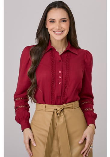 Camisa Marta Em Viscolinho Marsala Tata Martello Outono/Inverno 2026