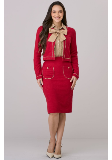 Conjunto Elaine Em Tweed Vermelho Tata Martello Outono/Inverno 2026