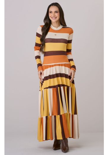 Vestido Rosimeire Em Malha Listrada Amarelo Tata Martello Outono/Inverno 2026