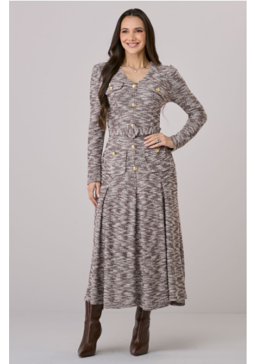 Vestido Tatiane Em Tweed Cinza Tata Martello Outono/Inverno 2026