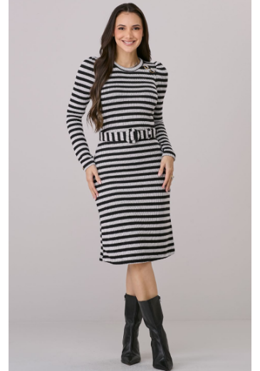 Vestido Natasha Em Trico Preto Tata Martello Outono/Inverno 2026