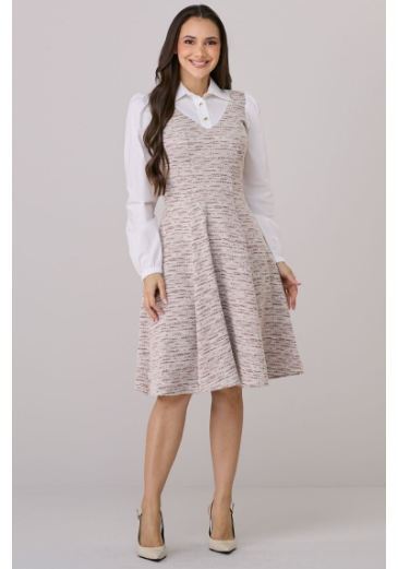 Vestido Isabela Em Tweed Bege Tata Martello Outono/Inverno 2026
