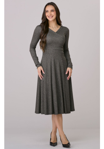 Vestido Lais Em Jacquard Preto Tata Martello Outono/Inverno 2026