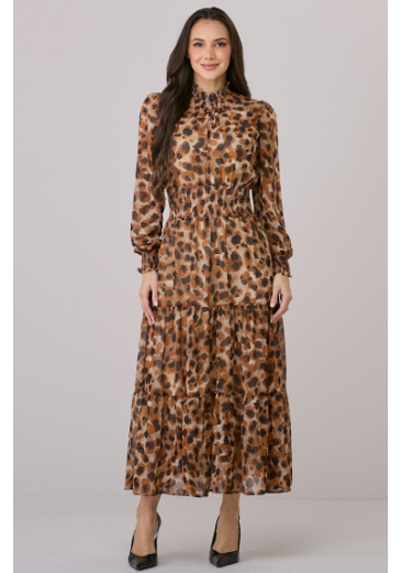 Vestido Dulce Em Crepe Marrom Tata Martello Outono/Inverno 2026