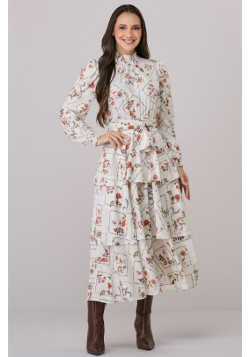 Vestido Regina Em Crepe Gloss Off Tata Martello Outono/Inverno 2026
