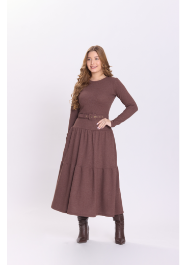 Vestido Latifa Em Malha Marrom Hapuk Outono/Inverno 2026