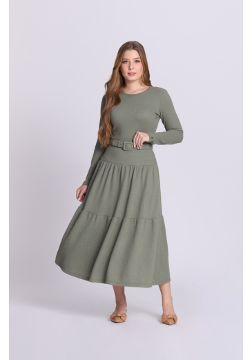 Vestido Latifa Em Malha Verde Hapuk Outono/Inverno 2026