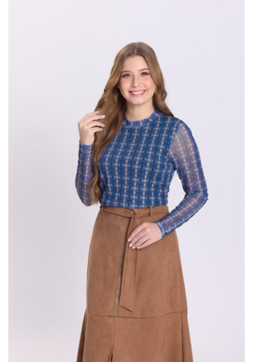 Blusa Zoe Em Tule Azul Hapuk Outono/Inverno 2026