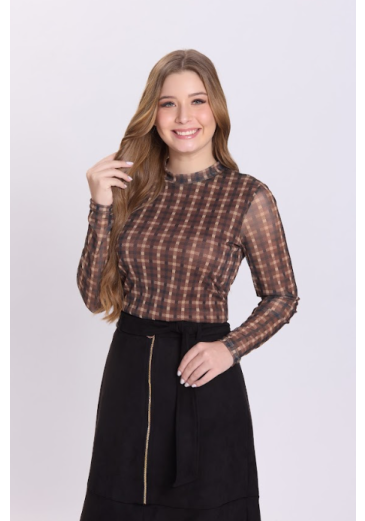 Blusa Zoe Em Tule Marrom Hapuk Outono/Inverno 2026