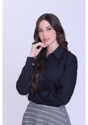 Camisa Luciana Em Tecido Plano Preta Hapuk Outono/Inverno 2026