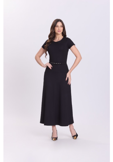 Vestido Milena Em Ponto Romana Preto Hapuk Outono/Inverno 2026