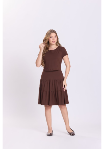Vestido Sandy Em Malha Marrom Hapuk Outono/Inverno 2026