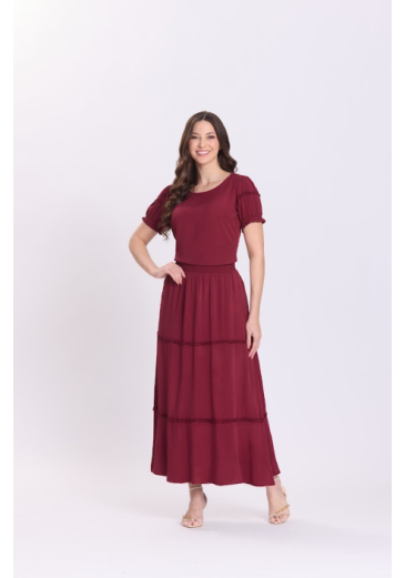 Conjunto Jasmine Em Viscose Bordo Hapuk Outono/Inverno 2026