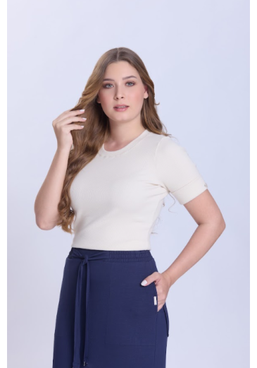 Blusa Luzinete Em Malha Canelada Bege Hapuk Primavera/Verão 2027