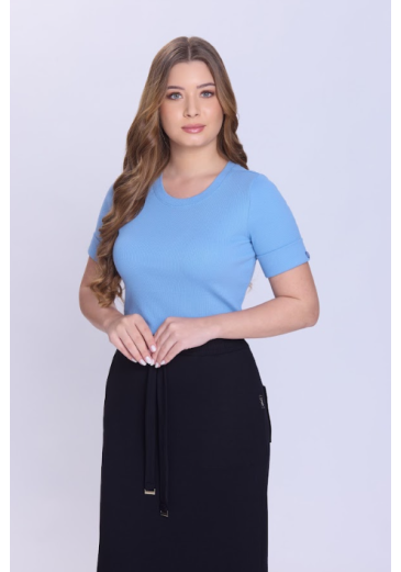 Blusa Luzinete Em Malha Canelada Azul Hapuk Primavera/Verão 2027