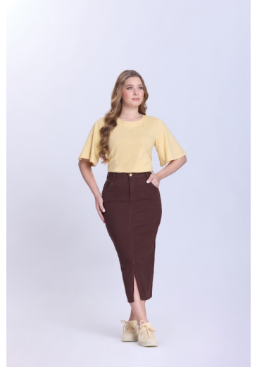 Saia Simone Em Jeans Marrom Hapuk Primavera/Verão 2027
