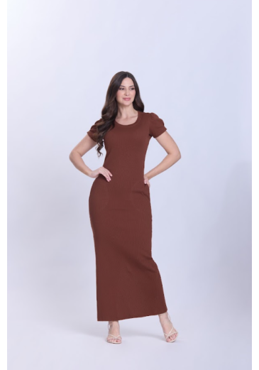 Vestido Maria Rita Em Malha Marrom Hapuk Primavera/Verão 2027