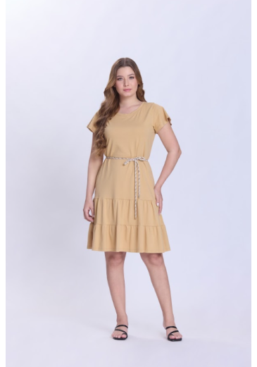 Vestido Mariele Em Malha Bege Medio Hapuk Primavera/Verão 2027