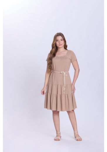Vestido Adriana Em Moletinho Caqui Hapuk Primavera/Verão 2027