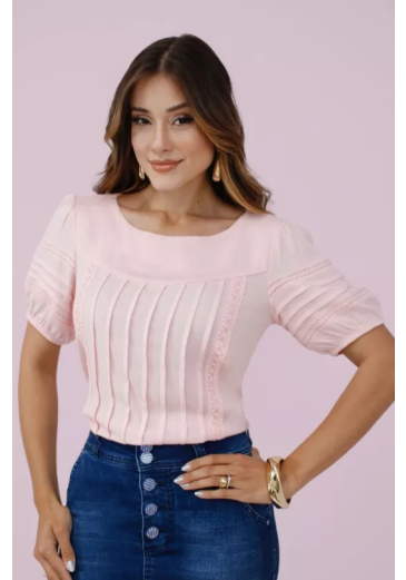 Blusa Ella Em Viscose Rosa Nitido Primavera/Verão 2027