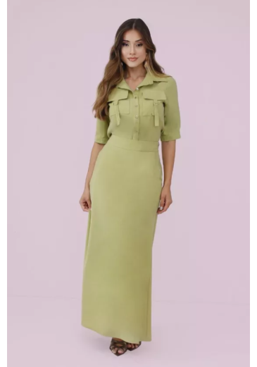 Saia Lais Em Viscose Verde Nitido Primavera/Verão 2027