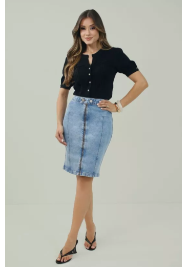 Saia Luana Em Jeans Azul Nitido Primavera/Verão 2027