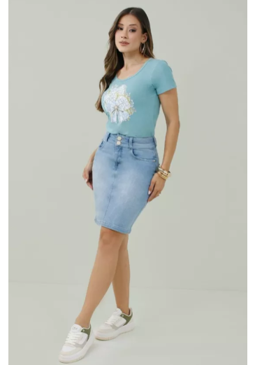 Saia Vitoria Em Jeans Azul Nitido Primavera/Verão 2027