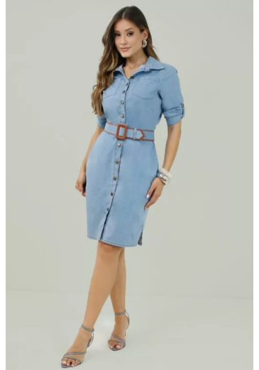 Vestido Isadora Em Jeans Nitido Primavera/Verão 2027