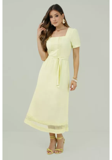 Vestido Juliana Em Alfaiataria Amarelo Nitido Primavera/Verão 2027