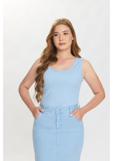 Blusa Mika Malha Canelada Azul Hapuk Primavera/Verão 2027