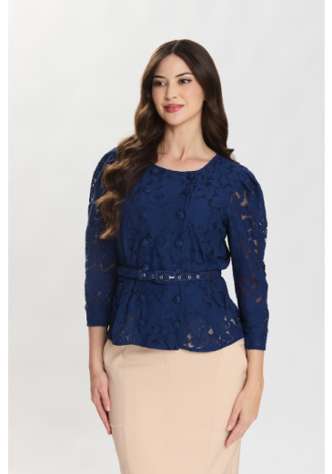 Blusa Valentina Em Renda Azul Marinho Hapuk Primavera/Verão 2027